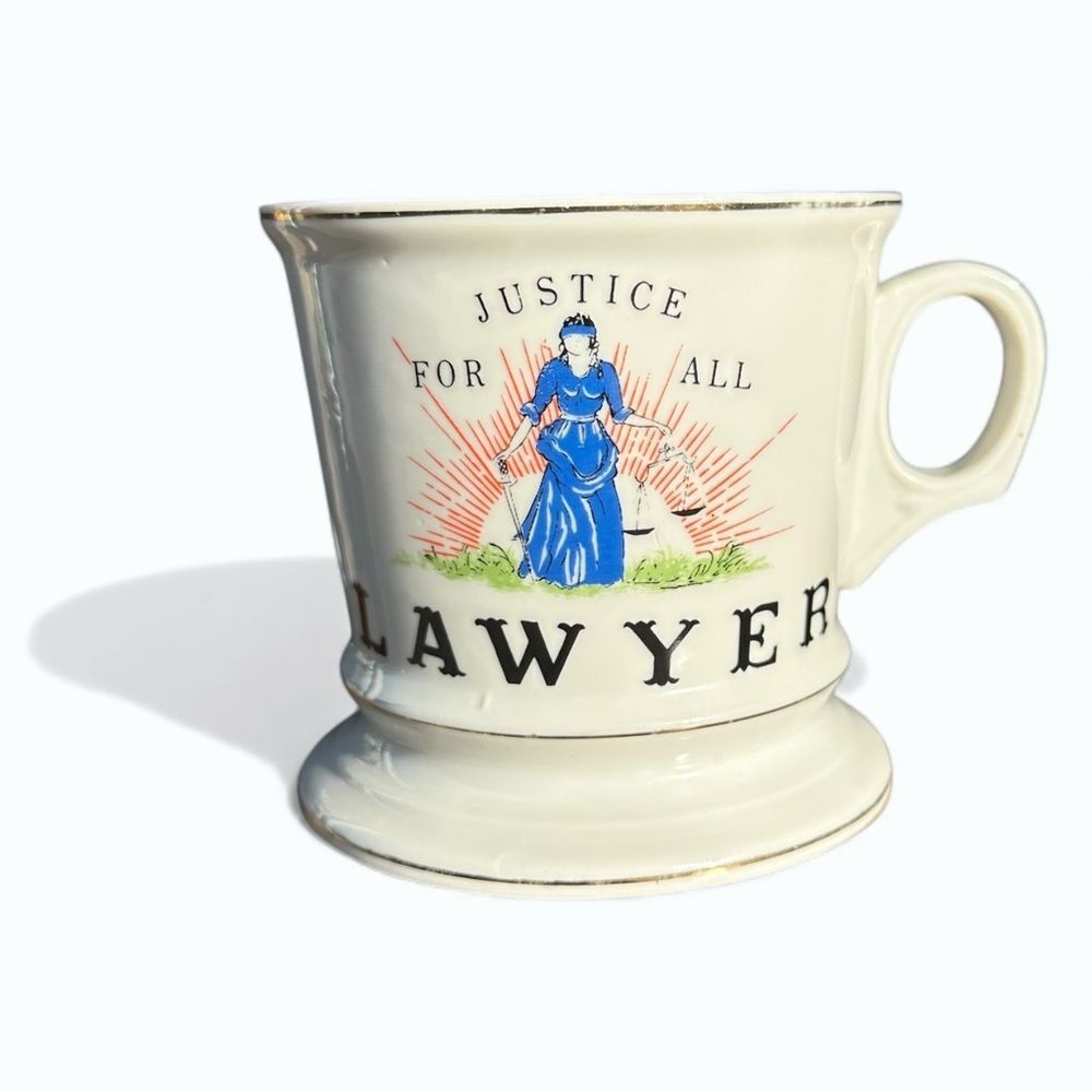 Vintage Knobler Japan Lawyer Shaving Mug Ceramic Justice For All